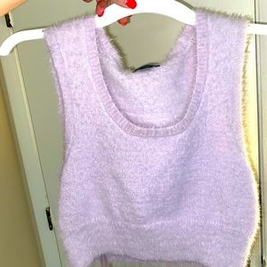 Lavender fuzzy crop top